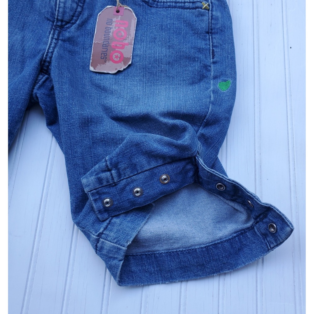 No Boundaries Blue Denim Bermuda Shorts Heart Cherry Y2K Embroidered Juniors 11 - Picture 7 of 8
